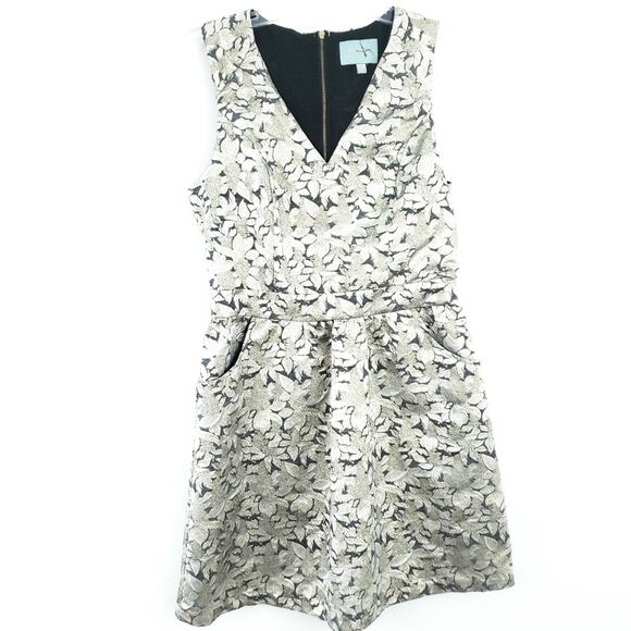 Skies are Blue Gold Black Holiday Dress Sleeveless - Picture 6 of 7